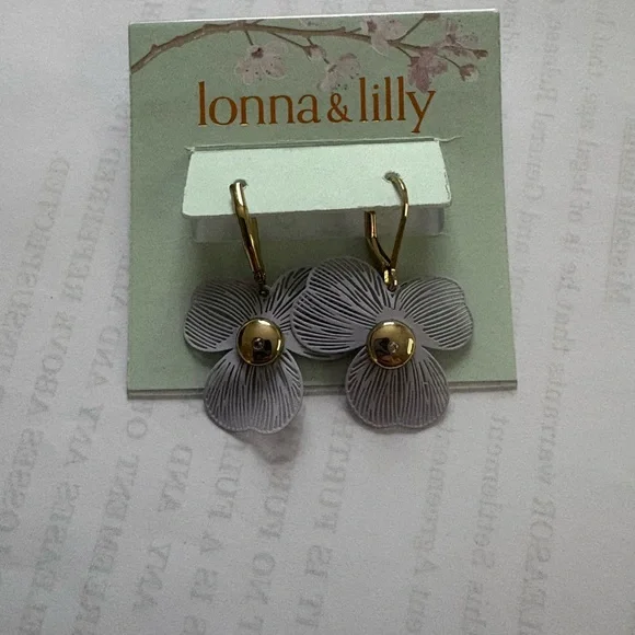 lonna & lilly Gold-Accent Lavender Floral Drop Earrings - Picture 3 of 3